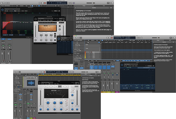 Image of Logic Pro X Arrange pages with compressors and limiters