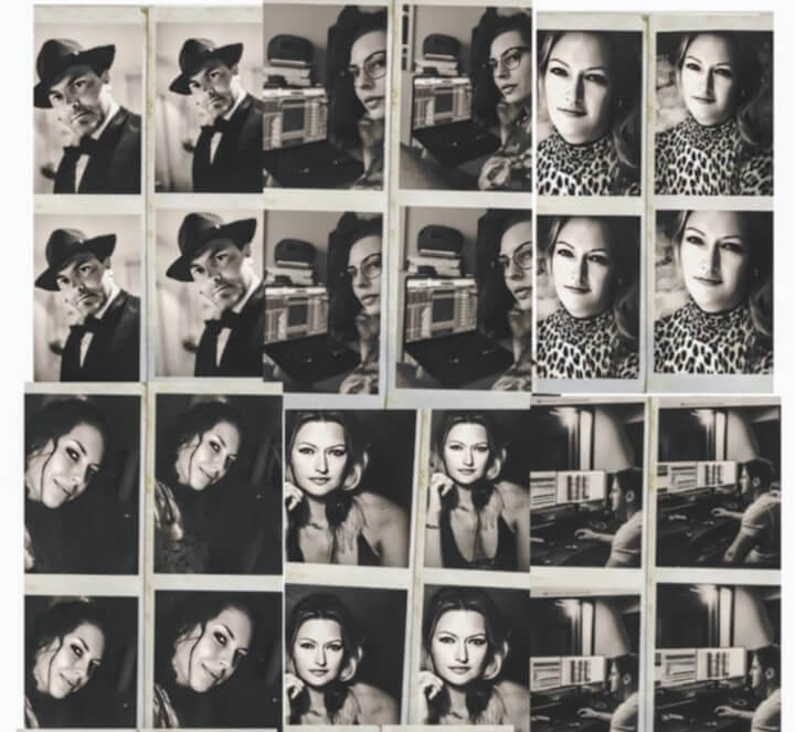 Black and white collage portrait of The Vildes featuring the artists looking directly into the camera in a clean and elegant visual style